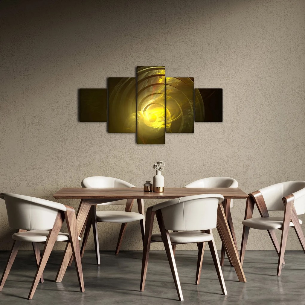 Obraz żółtej abstrakcyjnej spirali (125x70 cm)