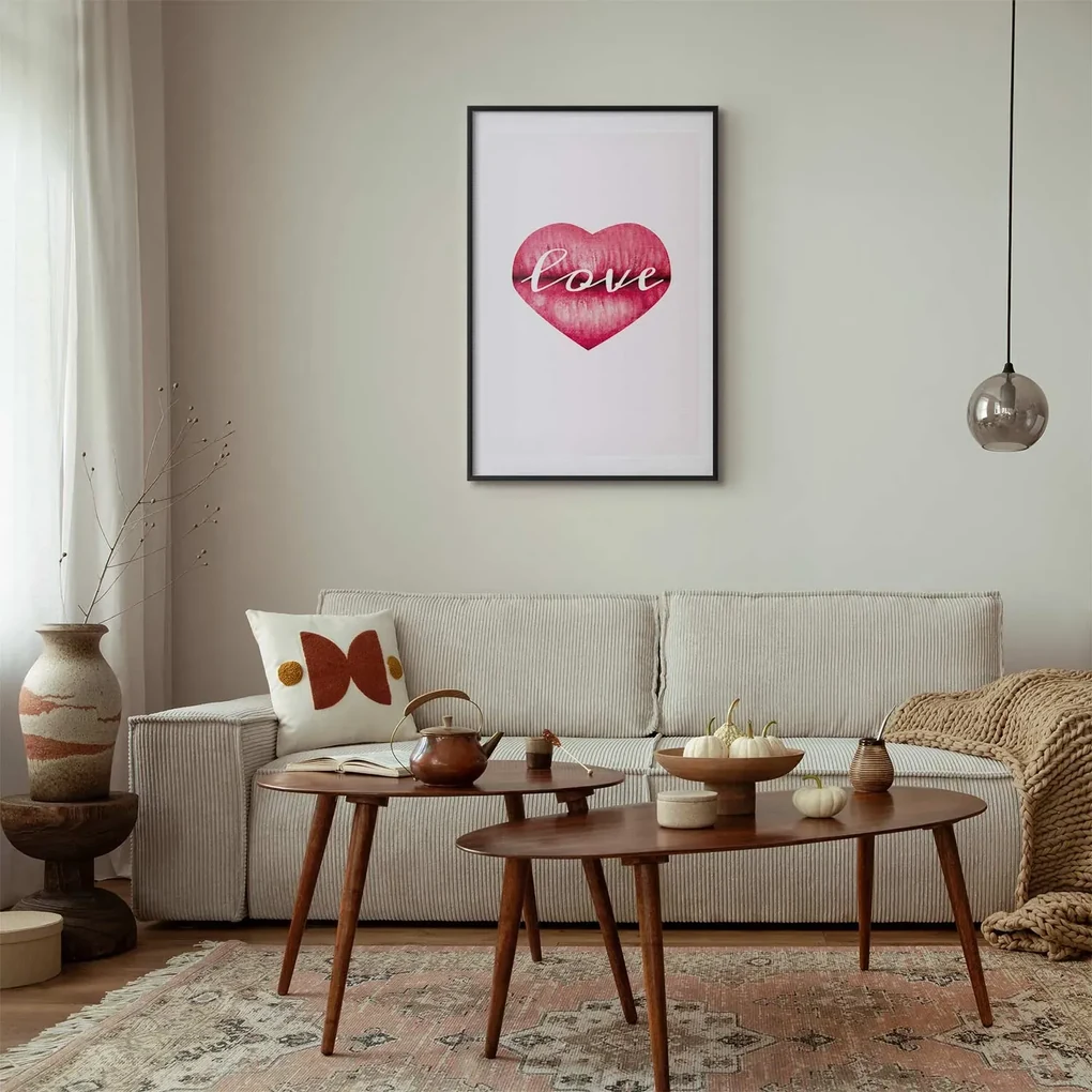 Plakat Miłosne usta 21x30 cm z ramą czarną z marginesem ARTGEIST B