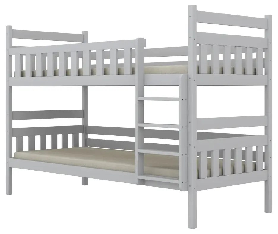 Łóżko piętrowe BARTEK 180x90 białe drewniane trzyosobowe z szufladami KOCOT KIDS