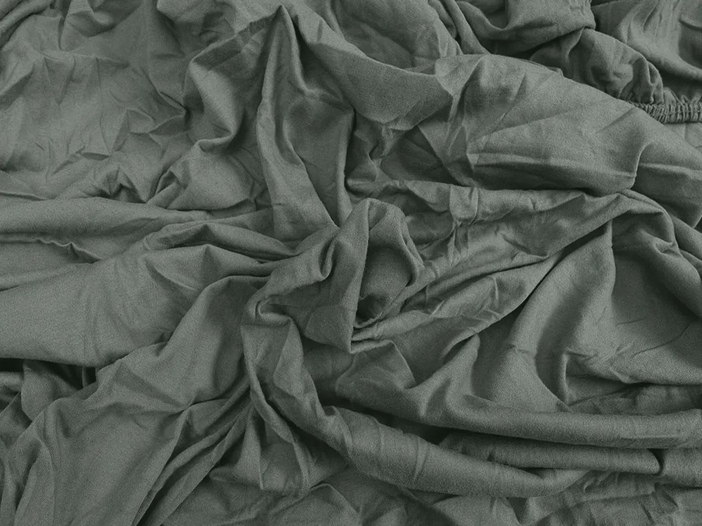 PrzytulneMieszkanie.pl Prześcieradło jersey ciemnozielone 90 x 200 cm