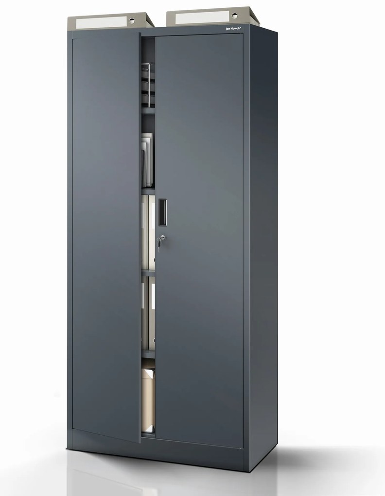Szafa metalowa biurowa z 4 półkami antracytowa, 1750x800x400 mm: JAN Compact
