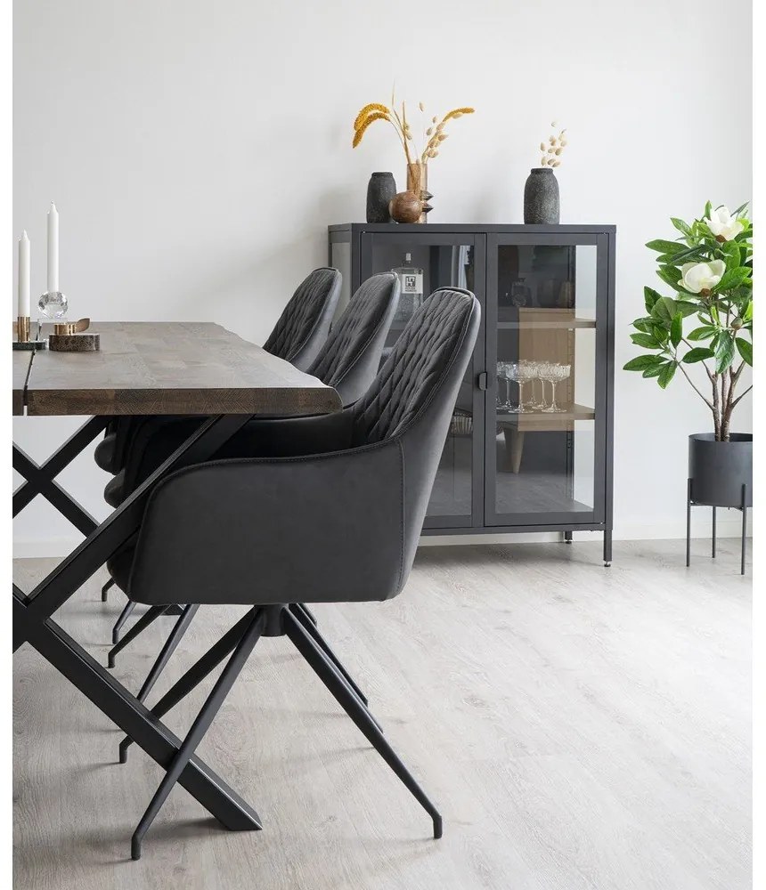 Ciemnoszary tapicerowany fotel jadalniany Harbo – House Nordic