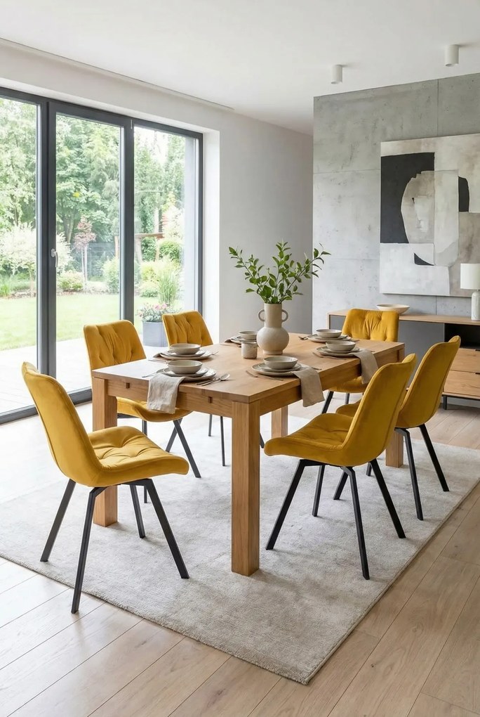 Musztardowe welurowe pikowane krzesło obrotowe R9-H78