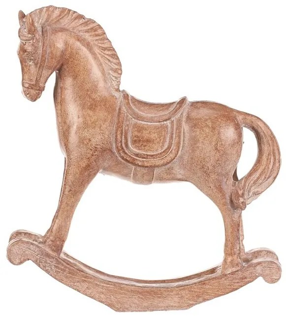 Dekoracja konik na biegunach 19 cm, żywicapoliestrowa, imitacja drewna