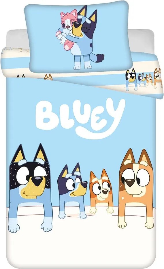 Niebieska bawełniana pościel dziecięca do łóżeczka 100x135 cm Bluey – Jerry Fabrics