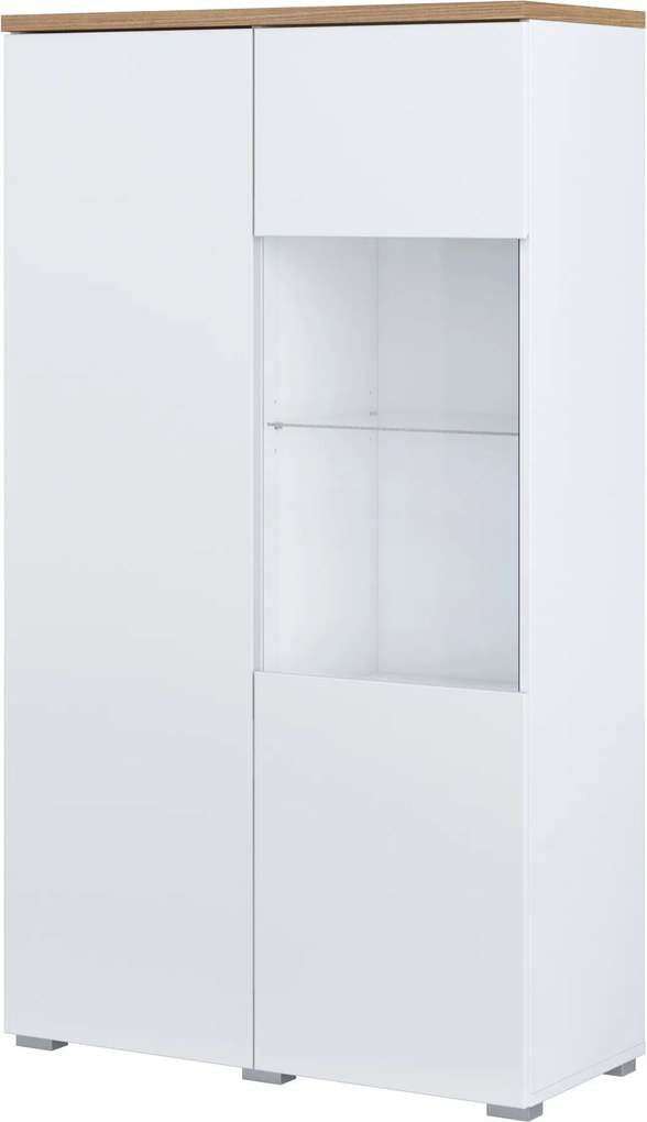 Witryna ORVO 140 x 79,9 cm Stojąca, Nowoczesna witryna do salonu, Dąb