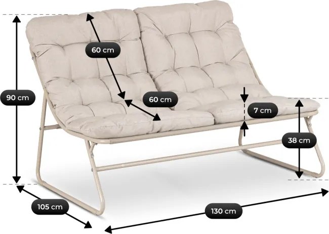 Zestaw Mebli Ogrodowych MEGARA Beżowy Sofa 2x Fotel Stolik Tarasowy Nowoczesny
