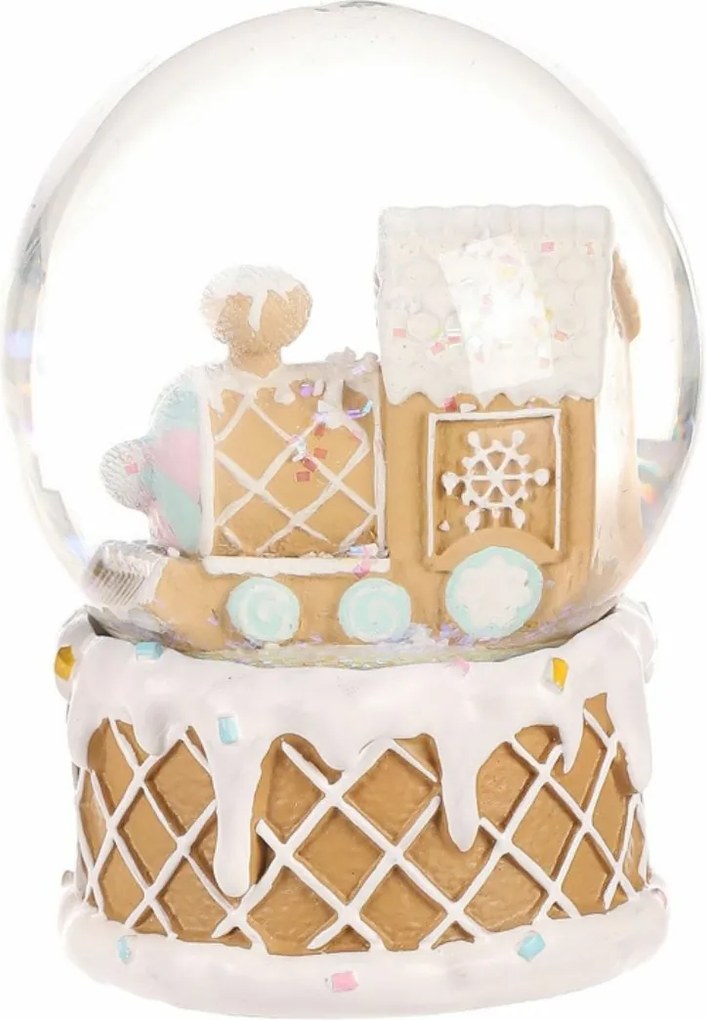 Świąteczna kula śnieżna Piernikowy pociąg II, polyresin, 10 cm