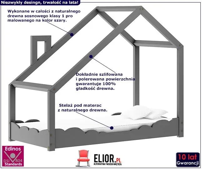 Drewniane łóżko dziecięce domek M1-N11