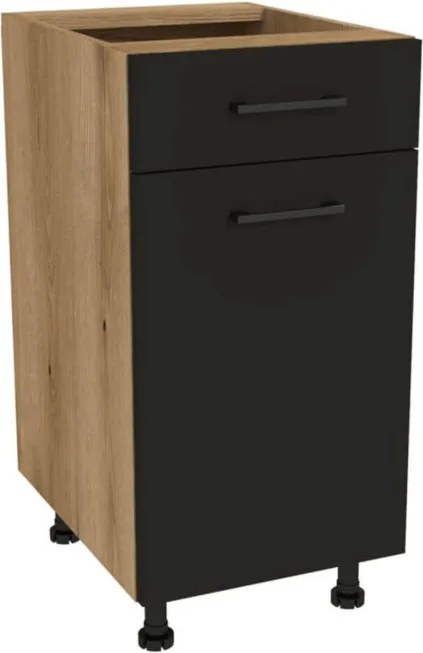 Zestaw Mebli Kuchennych MODERN 170 cm Czarny Ryflowany Loftowy