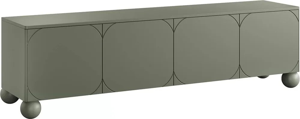 Szafka RTV Sonatia II 200 cm czterodrzwiowa na nogach kulach - oliwka