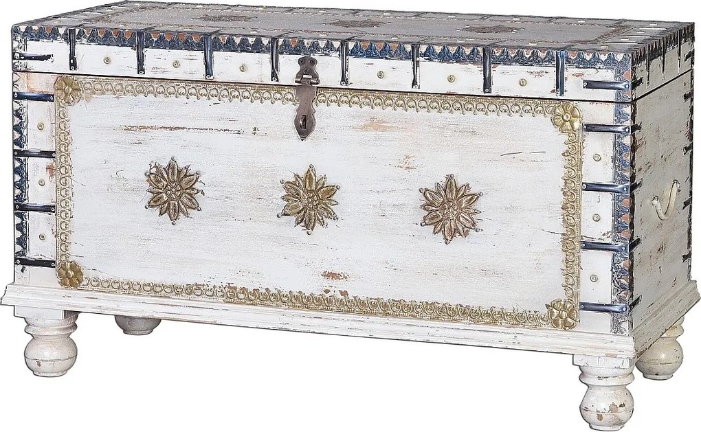 Stara skrzynia z drewna manguier blanc cassé