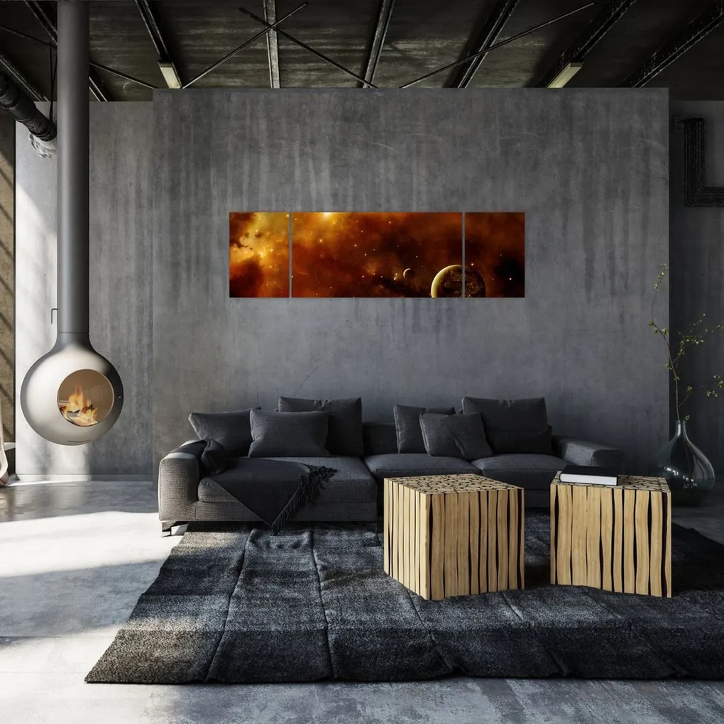 Obraz - Planety z mgławicą (170x50 cm)