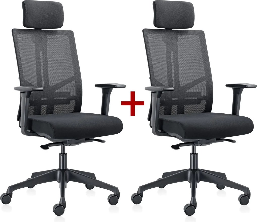 Krzesło biurowe WATT 1+1 GRATIS, czarny