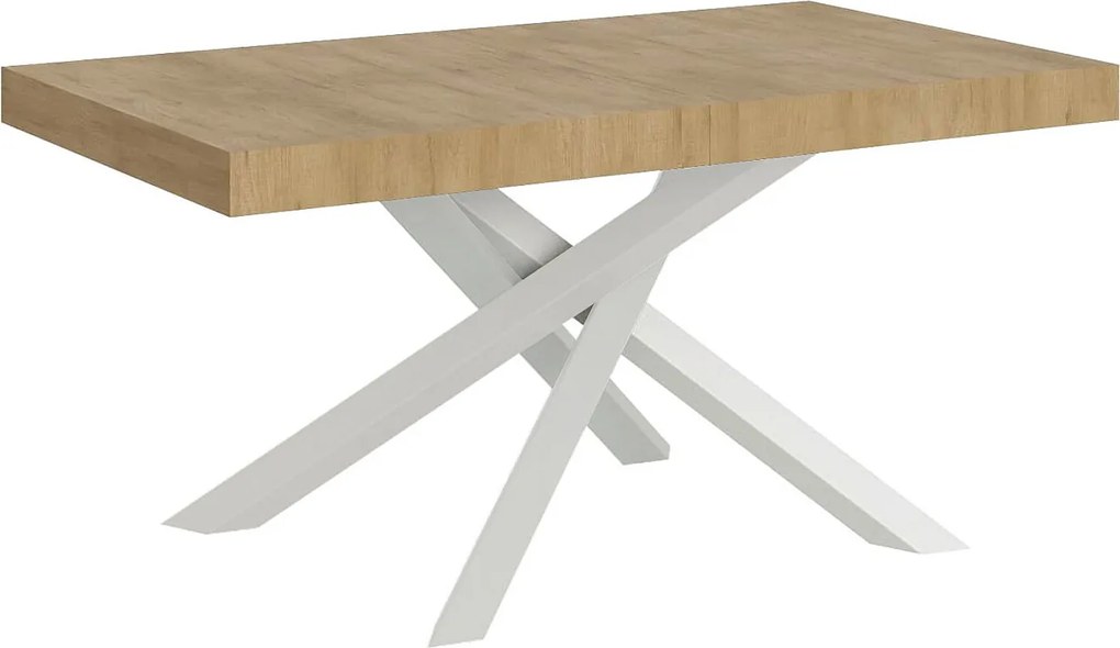 Stół rozkładany 160/264x90 cm Volantis dąb naturalny nogi białe