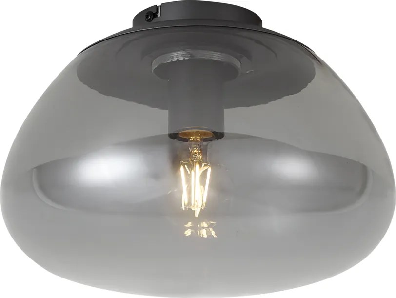 Designerska lampa sufitowa grafitowa z przydymionym szkłem - Giselle