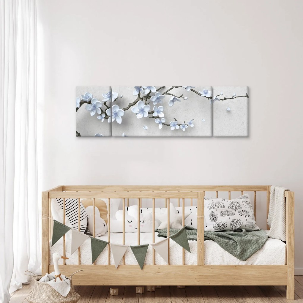 Obraz niebieskich kwiatów (170x50 cm)
