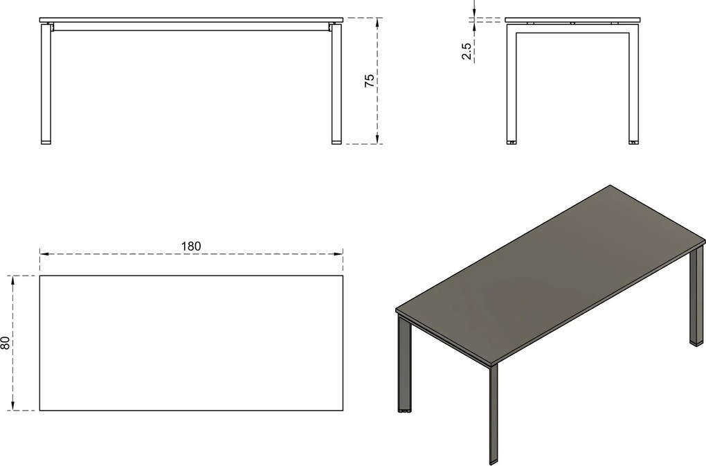Stół konferencyjny Pason Manager Desk 180x80 cm biały/biały