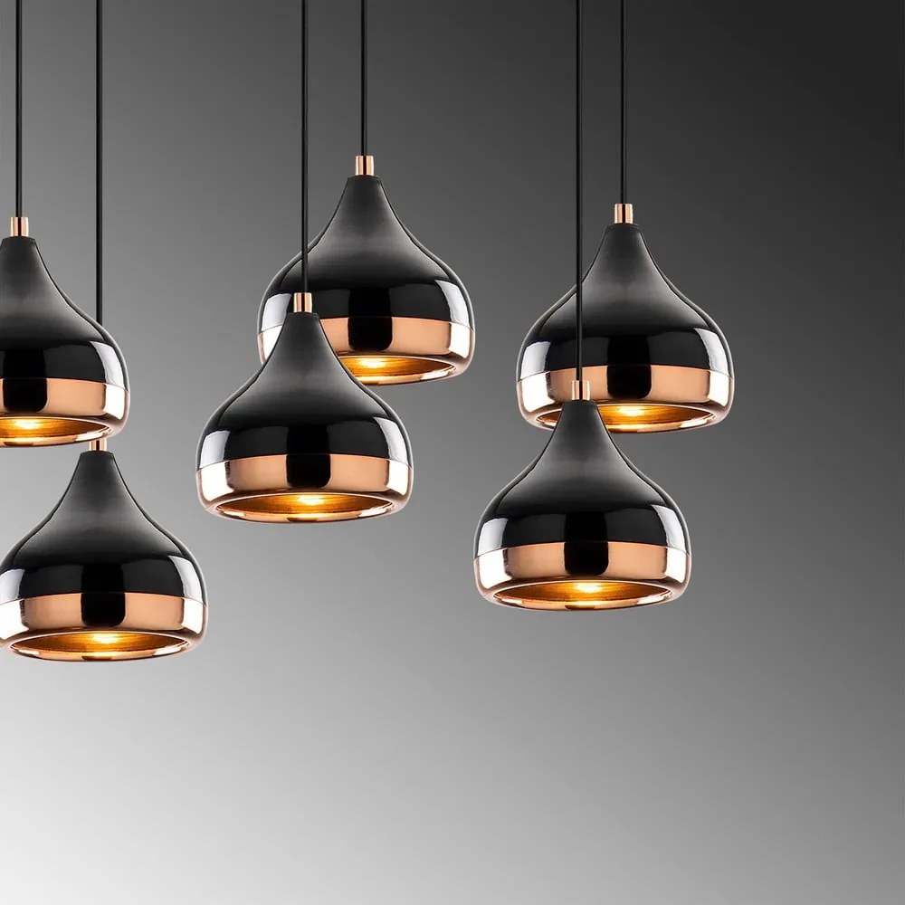Czarna/w kolorze miedzi lampa wisząca z metalowym kloszem Yildo – Opviq lights