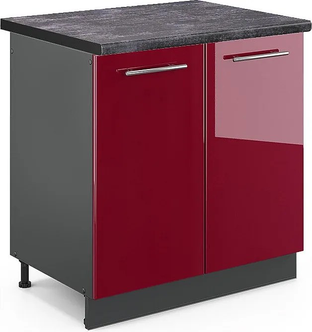 Szafka pod zlew bordowa czerwień wysoki połysk 80x60x82 fame-line