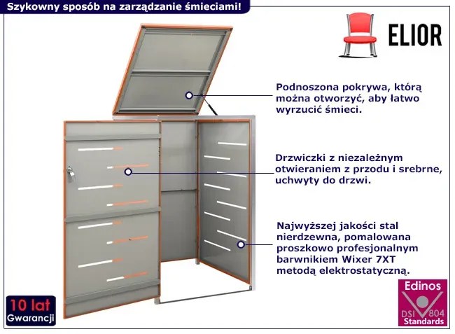Pomarańczowa nowoczesna obudowa kosza na śmieci S9-Z92