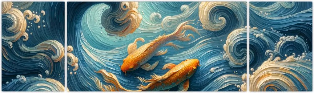 Obraz - Złote rybki (170x50 cm)