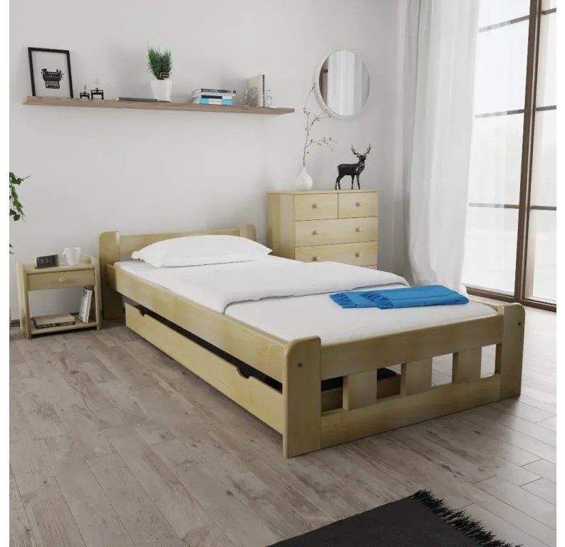 Łóżko Naomi podwyższone 120 x 200 cm, sosna Stelaż: Bez stelaża, Materac: Materac Deluxe 10 cm
