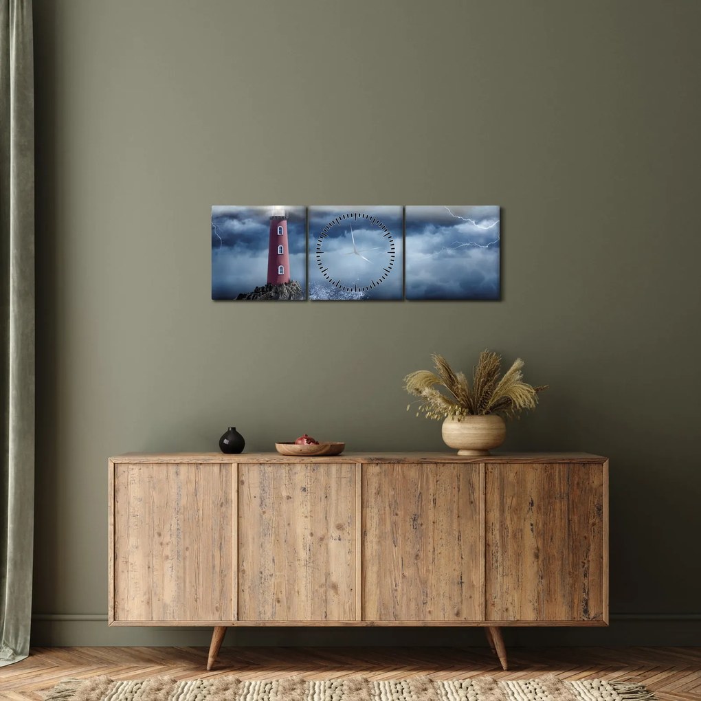 Obraz - Latarnia morska na klifie (z zegarem) (90x30 cm)