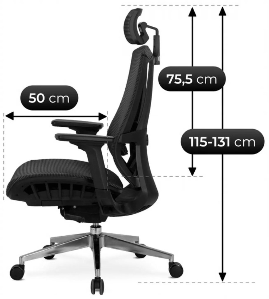 Fotel Biurowy Ergonomiczny Obrotowy DYLAN Czarny