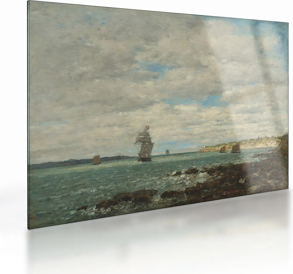 Obraz na szkle - Eugène Boudin, Coast of Brittany, reprodukcje (70x50 cm)