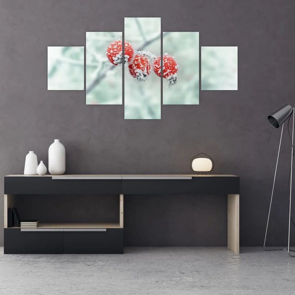 Obraz mrożonych owoców dzikiej róży (125x70 cm)