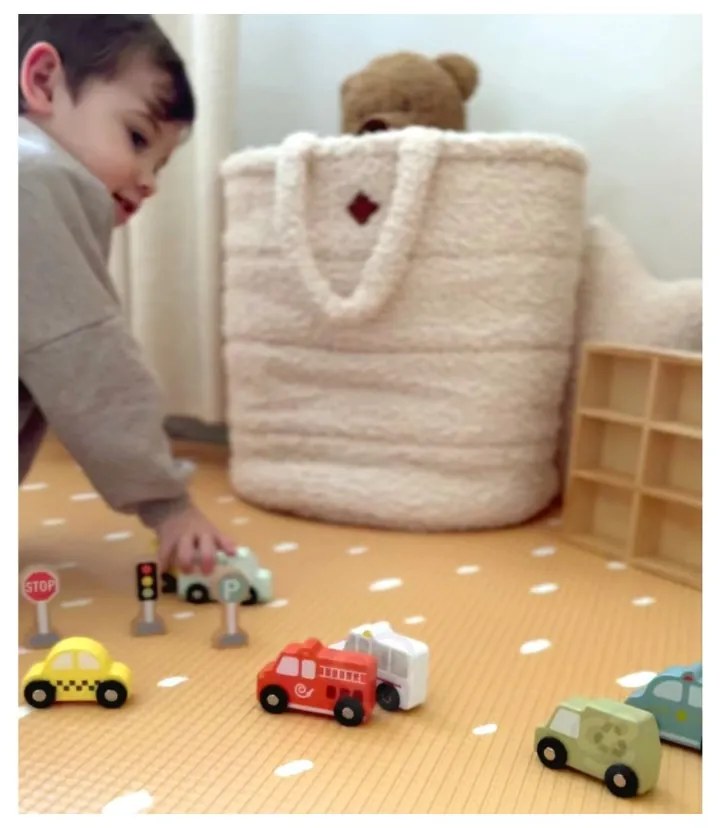 Tooky toy zestaw drewnianych pojazdów i znaków drogowych w pudełku