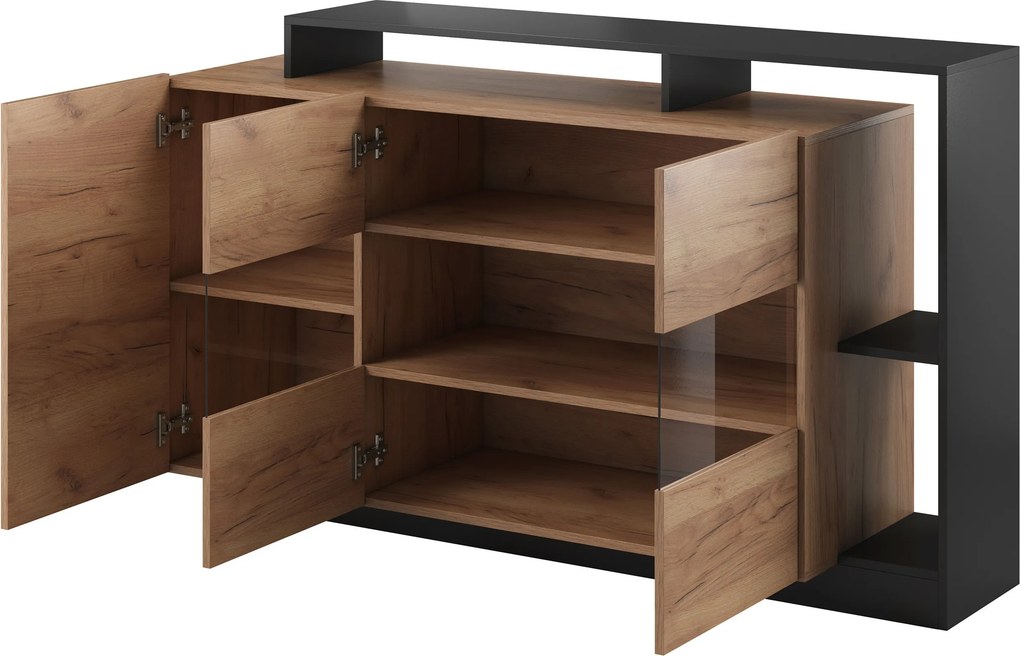 Komoda ALBINA 155 cm do Salonu Sypialni Dąb craft złoty
