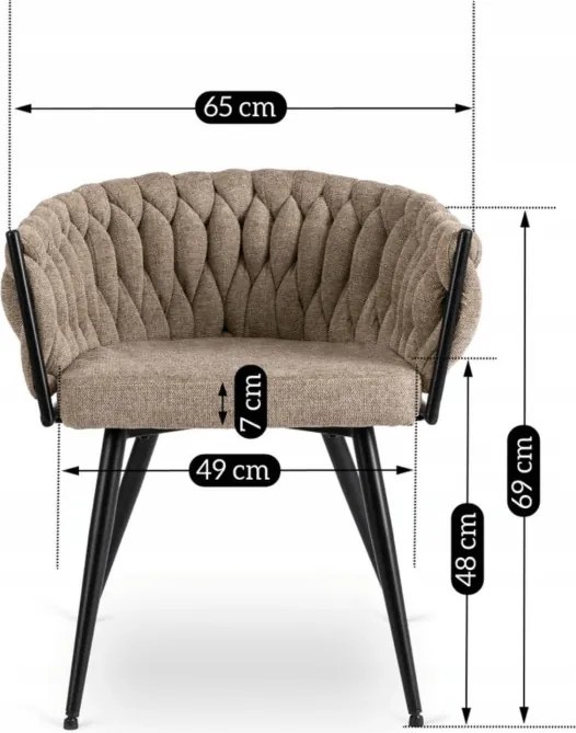 Krzesło Tapicerowane Plecione do Salonu EMPOLI Beżowe Nowoczesne Loft