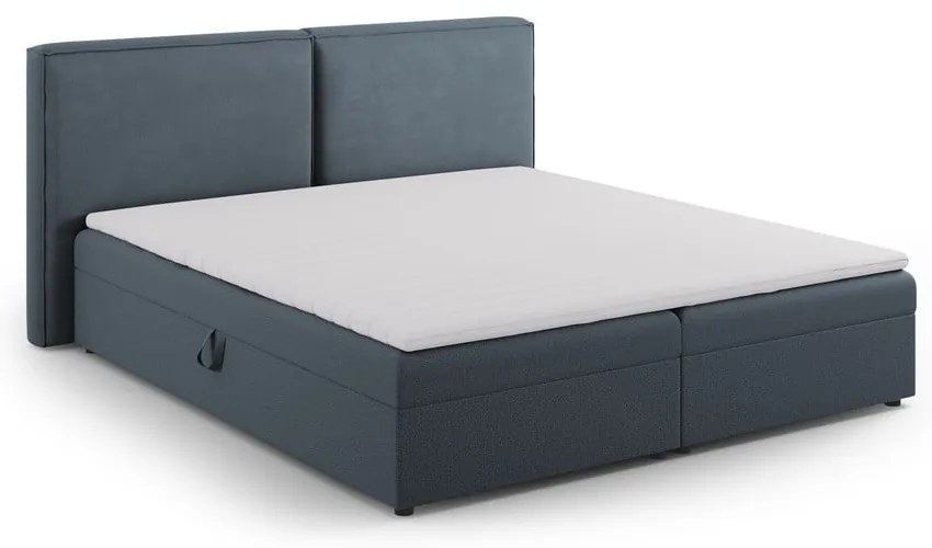 Niebieskie łóżko boxspring ze schowkiem 180x200 cm Arendal – Cosmopolitan Design