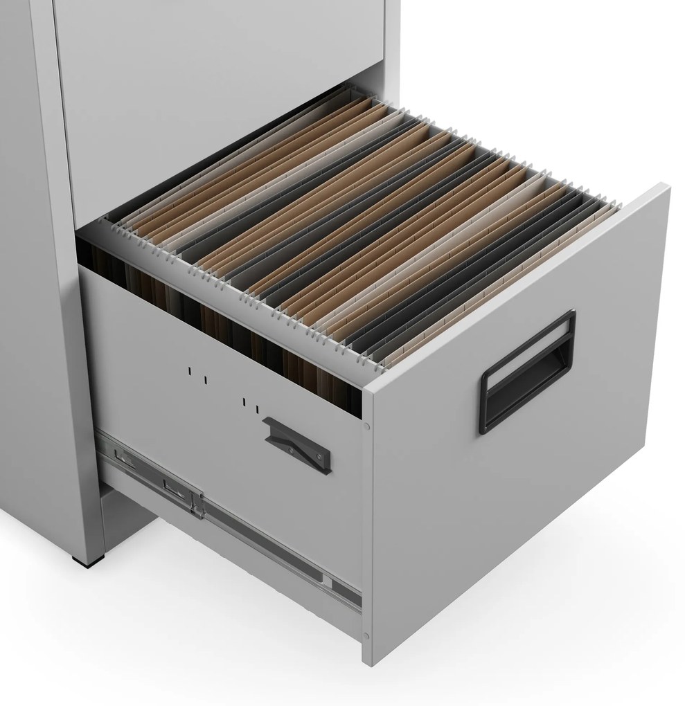 Metalowa szafa kartotekowa SARA V4, 460 x 1320 x 620 mm, szara