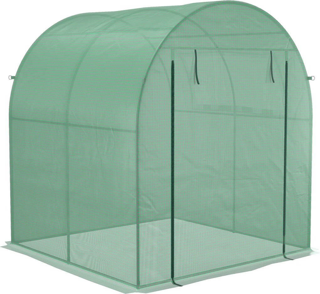 Outsunny Szklarnia przenośna z ramą stalową i pokrywą plastikową, Kolor Zielony