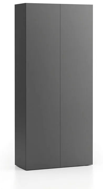 Szafa ubraniowa biurowa SEGMENT, 2 półki, drążek, 840 x 370 x 1880 mm, grafit