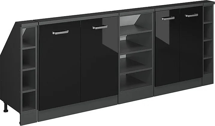 Szafka kuchenna na dach skośny czarny wysoki połysk 210x46x81.6 r-line