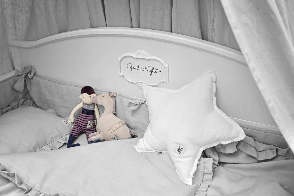 Bellamy Lniany zestaw kołderki i poduszki do łóżeczka z wypełnieniem STONE GRAY, rozm. S