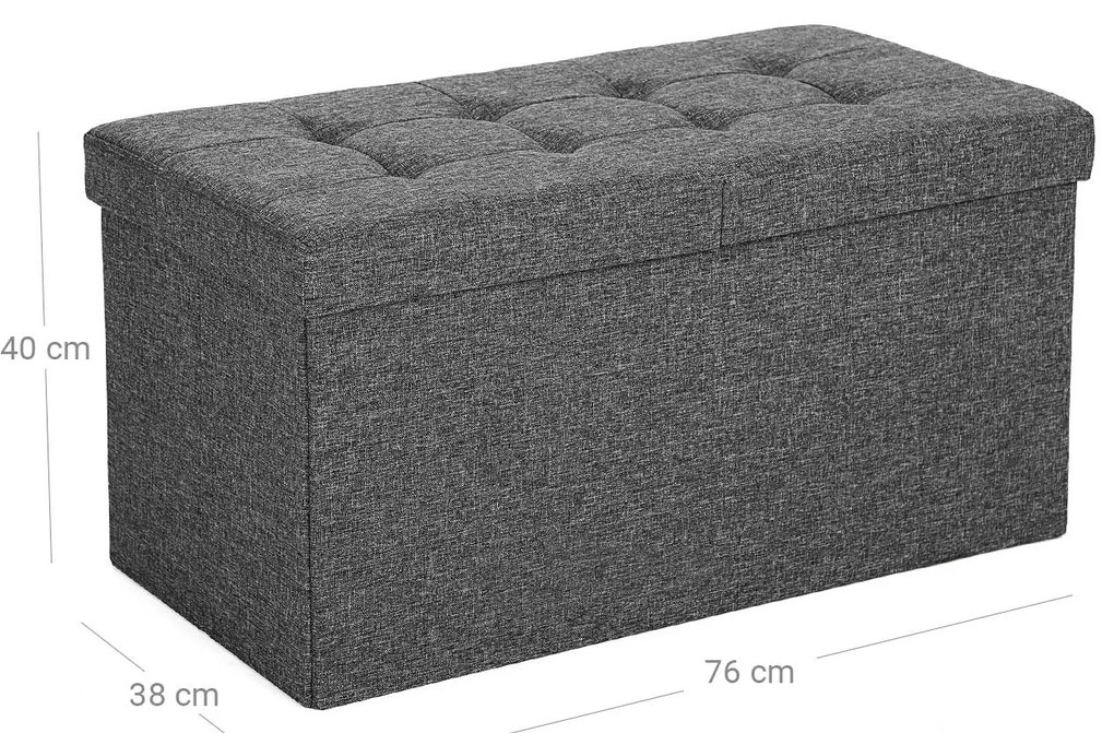 Stołek z uchylną pokrywą OTTOMAN 76x38 cm, ciemnoszary