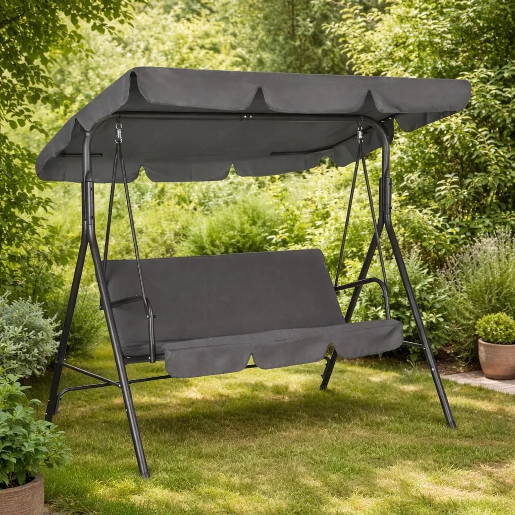 Huśtawka ogrodowa Cozy z regulowanym daszkiem, kolor szary
