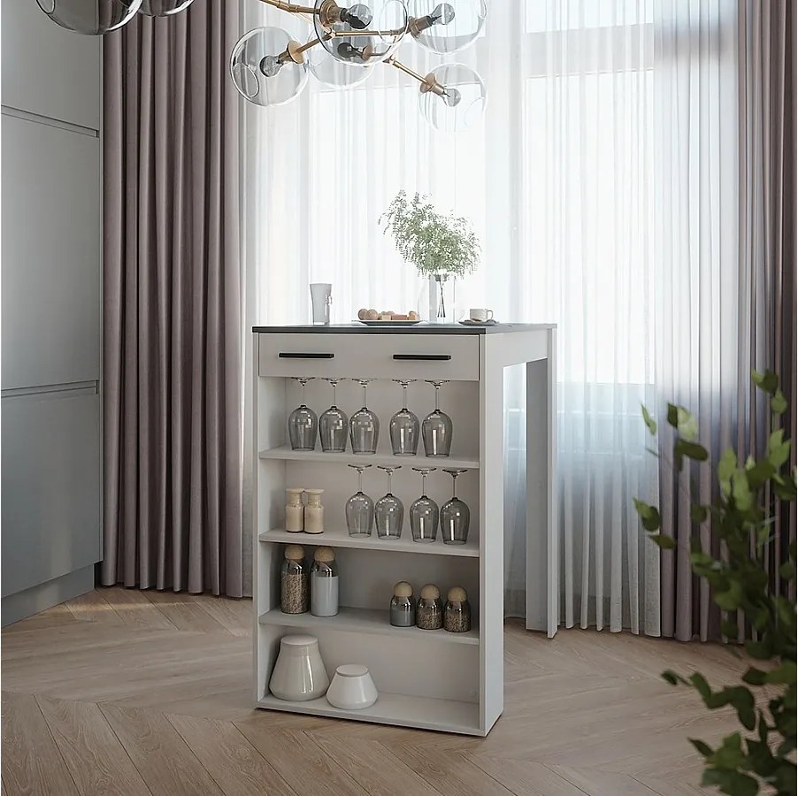 Stół barowy biały/antracyt 67x100x106 repose