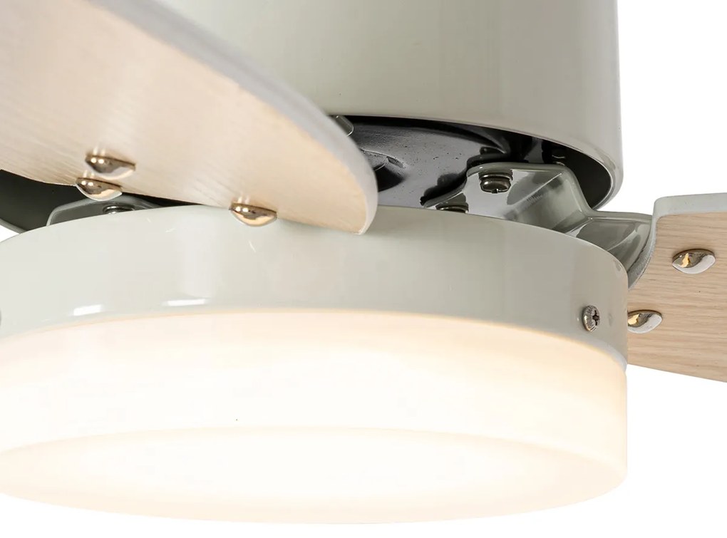 Zewnetrzna Biały Wentylator sufitowy z lampą zewnętrzny z nadrukiem drewna 91,3 cm z LED ściemnialny z pilotem IP44 - Toledo Nowoczesny Oswietlenie zewnetrzne
