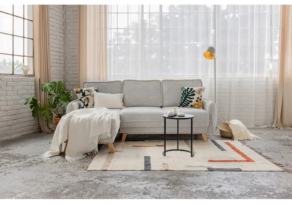 Beżowy sztruksowy rozkładany narożnik (z przestawnym narożnikiem) Tori – Bonami Selection