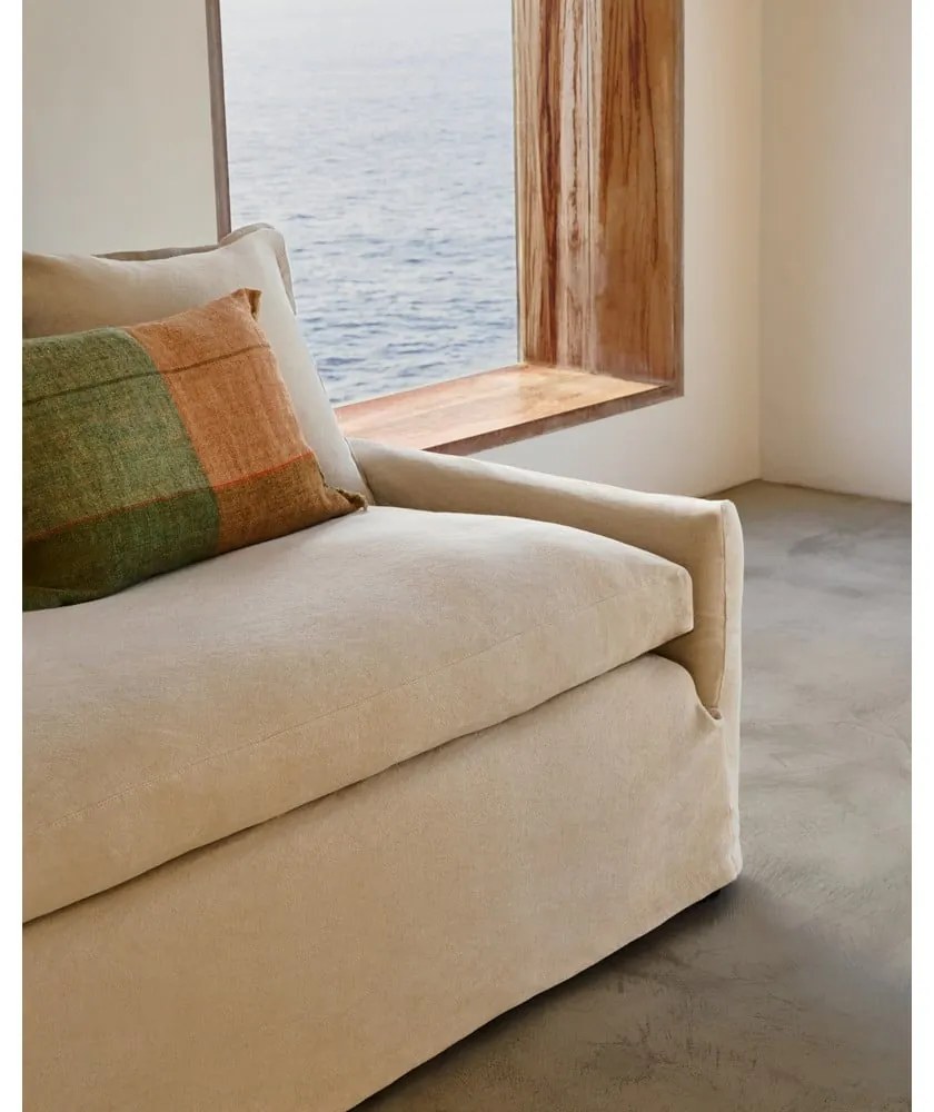 Beżowa lniana sofa 230 cm Zenira – Kave Home