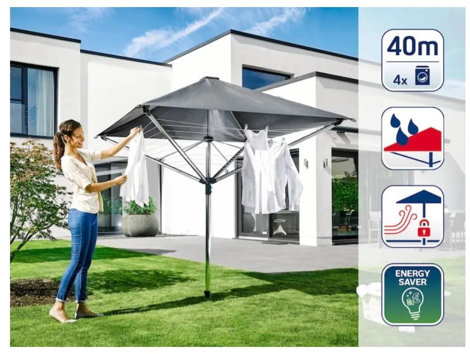 Ogrodowa suszarka na pranie w kolorze srebra 40 m LinoProtect 400 – LEIFHEIT