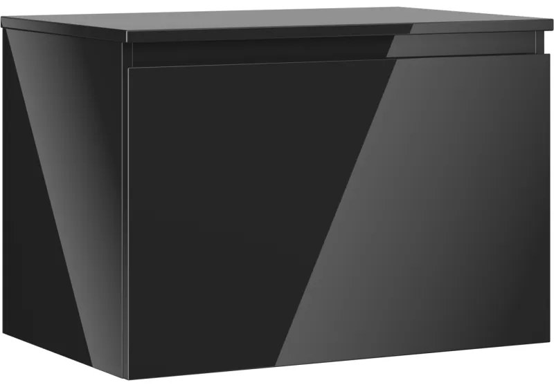Mexen Orio szafka łazienkowa podumywalkowa 70 cm z blatem, 1 szuflada, czarna połysk - 91A10-07047-1-BFC70