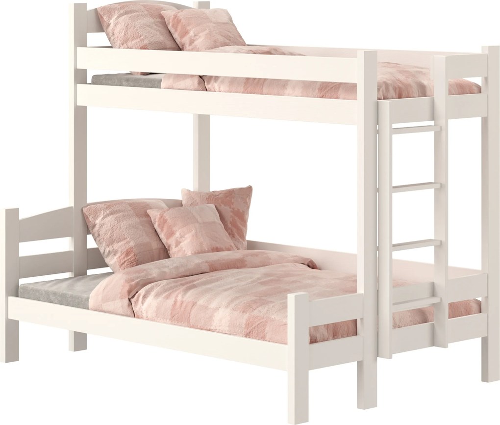 Łóżko piętrowe Lovic 80x200/140x200 z szufladami prawostronne - biały