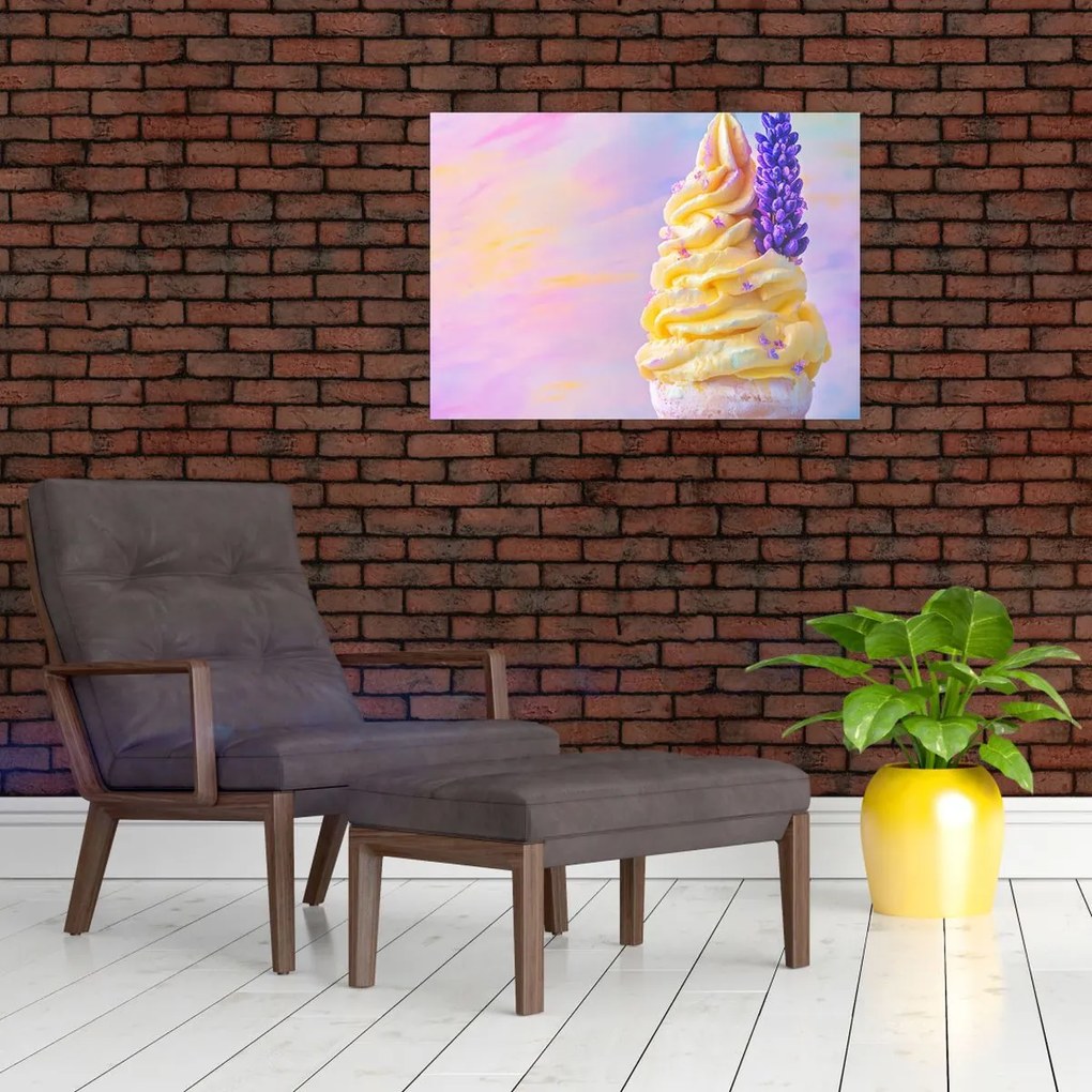 Obraz na szkle - Lody z lawendą (70x50 cm)
